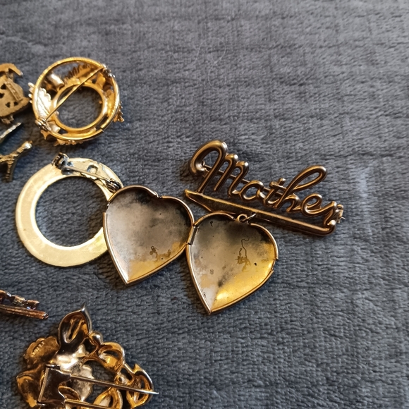 Vintage Brooch Set, Lot Of Costume Jewerly Pins, Retro Glam - Picture 9 of 10